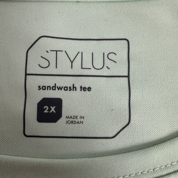 Stylus Sandwash Tee 2X Modal Blend Relaxed Fit Light Green Made In Jordan - Picture 3 of 5